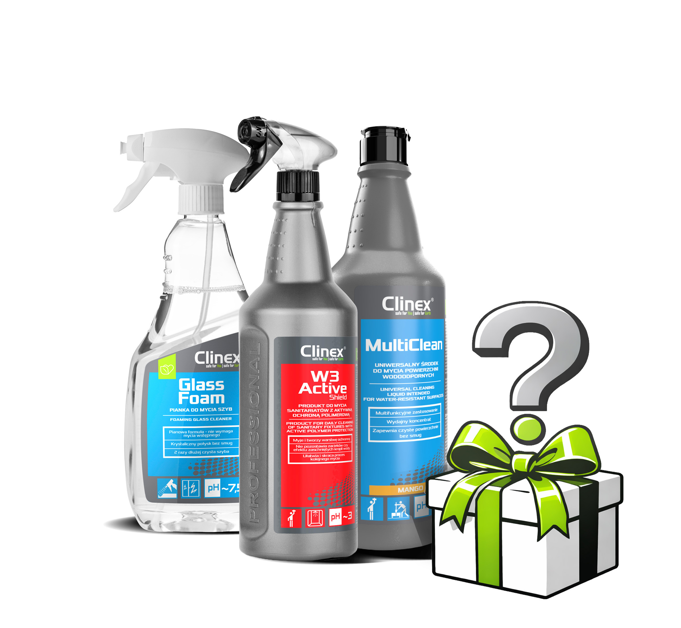 Zestaw produktów Clinex i gadżet niespodzianka