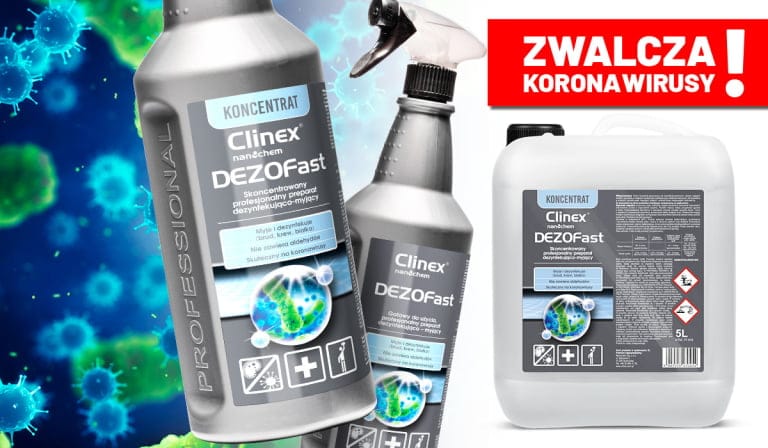 
Новинка від Clinex! Професійний засіб для дезінфекції Clinex DEZOFast – ефективний і в боротьбі з коронавірусом!					